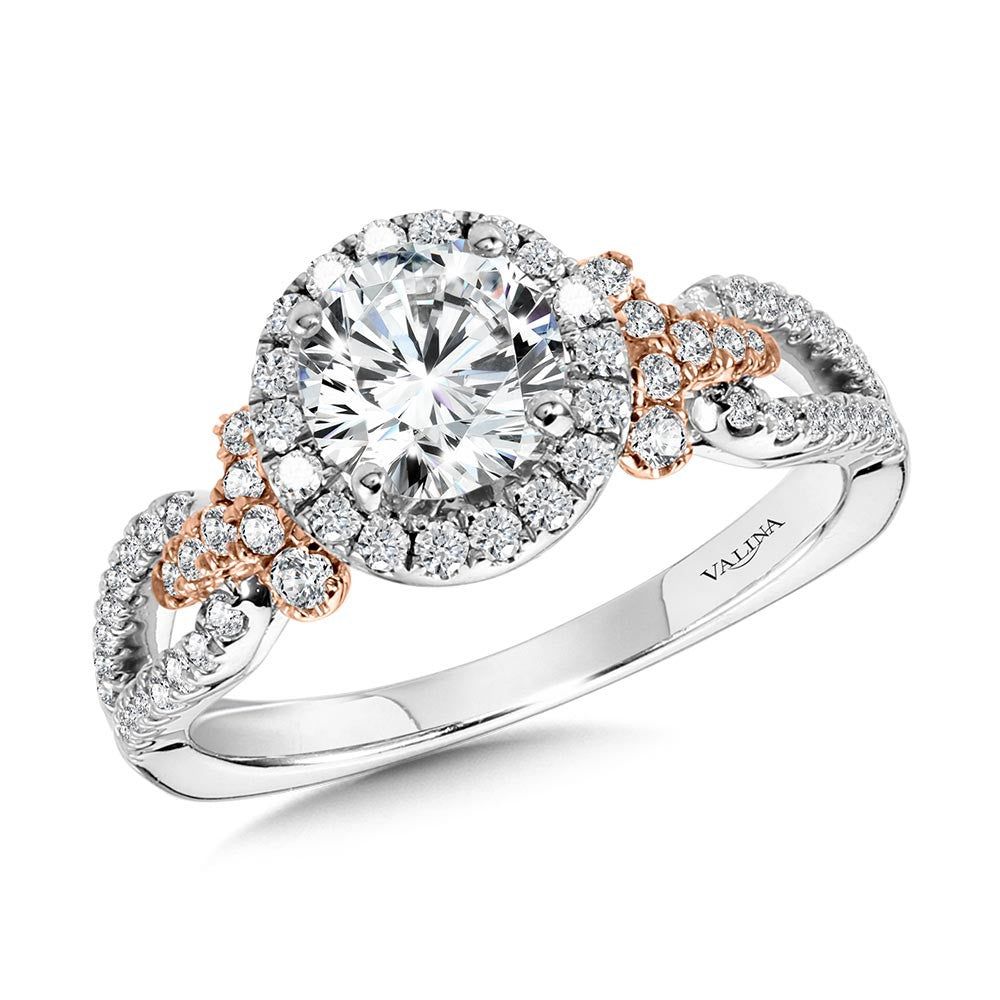 Valina Dual-Tone Split Shank Halo Engagement Ring R1172WP