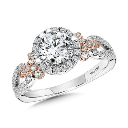 Valina Dual-Tone Split Shank Halo Engagement Ring R1172WP