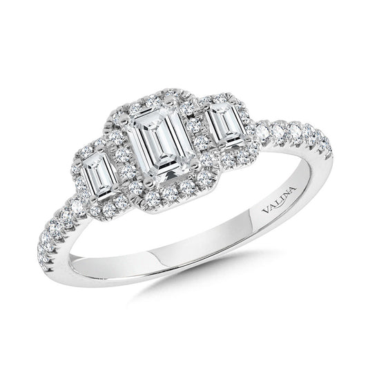 Valina Emerald-Cut Three-Stone Diamond Engagement Ring R2262W-SR