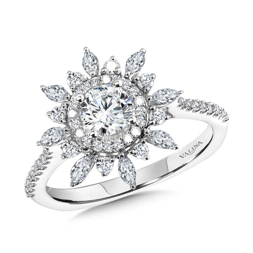 Valina Floral Double Halo Diamond Engagement Ring R2202W