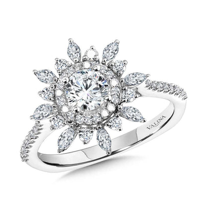 Valina Floral Double Halo Diamond Engagement Ring R2202W