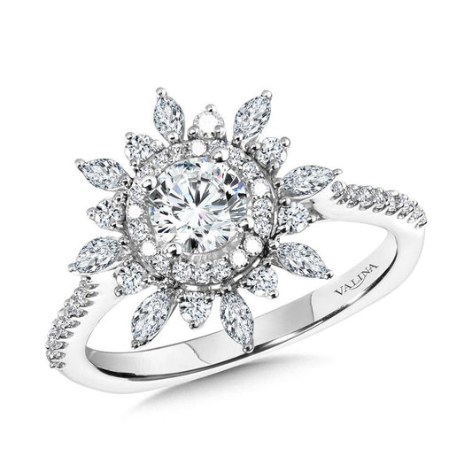 Valina Floral Double Halo Diamond Engagement Ring R2202W