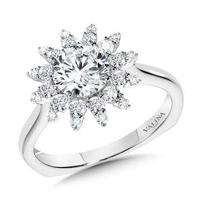 Valina Floral Halo Diamond Engagement Ring R1111W
