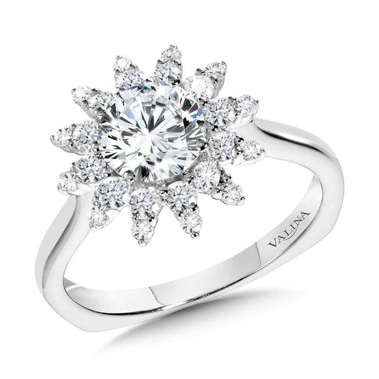 Valina Floral Halo Diamond Engagement Ring R1111W