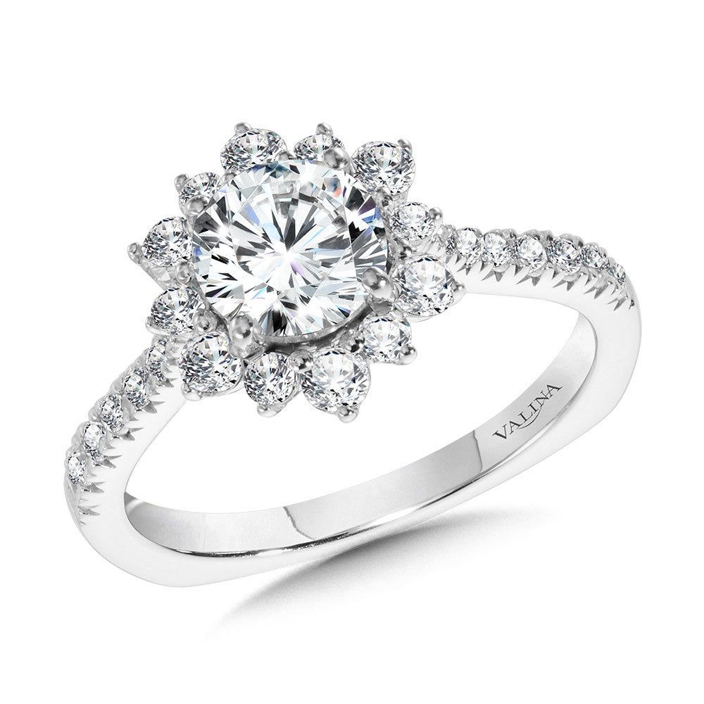 Valina Floral Halo Diamond Engagement Ring R1112W