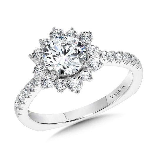 Valina Floral Halo Diamond Engagement Ring R1112W