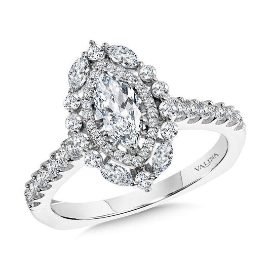 Valina Marquise-Cut Statement Double Halo Diamond Engagement Ring R2203W