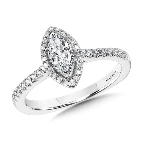 Marquise Diamond Straight Halo Engagement Ring R1096W