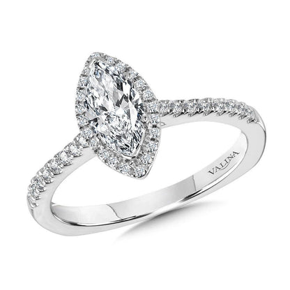 Valina Marquise Diamond Straight Halo Engagement Ring R1097W