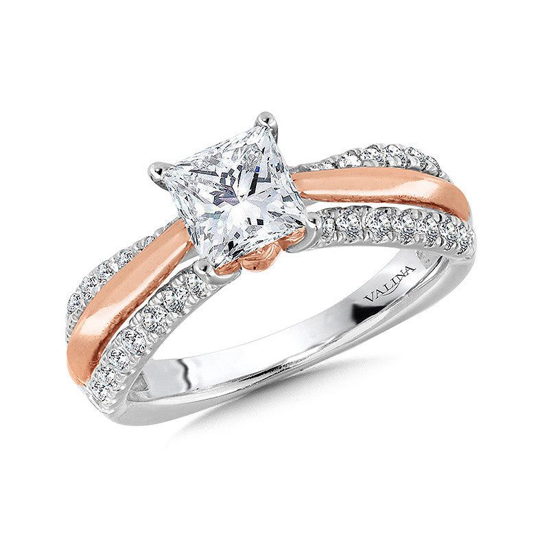 Valina Princess-Cut Dual-Tone Diamond Engagement Ring R1059WP