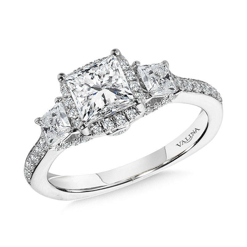 Valina Princess-Cut Three-Stone Diamond Engagement Ring R2218W