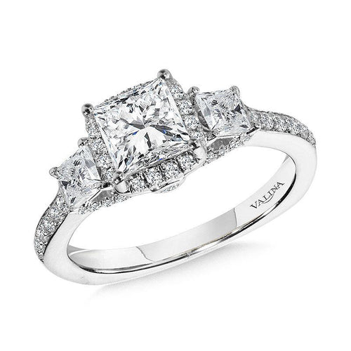 Princess-Cut Three-Stone Diamond Engagement Ring R2218W