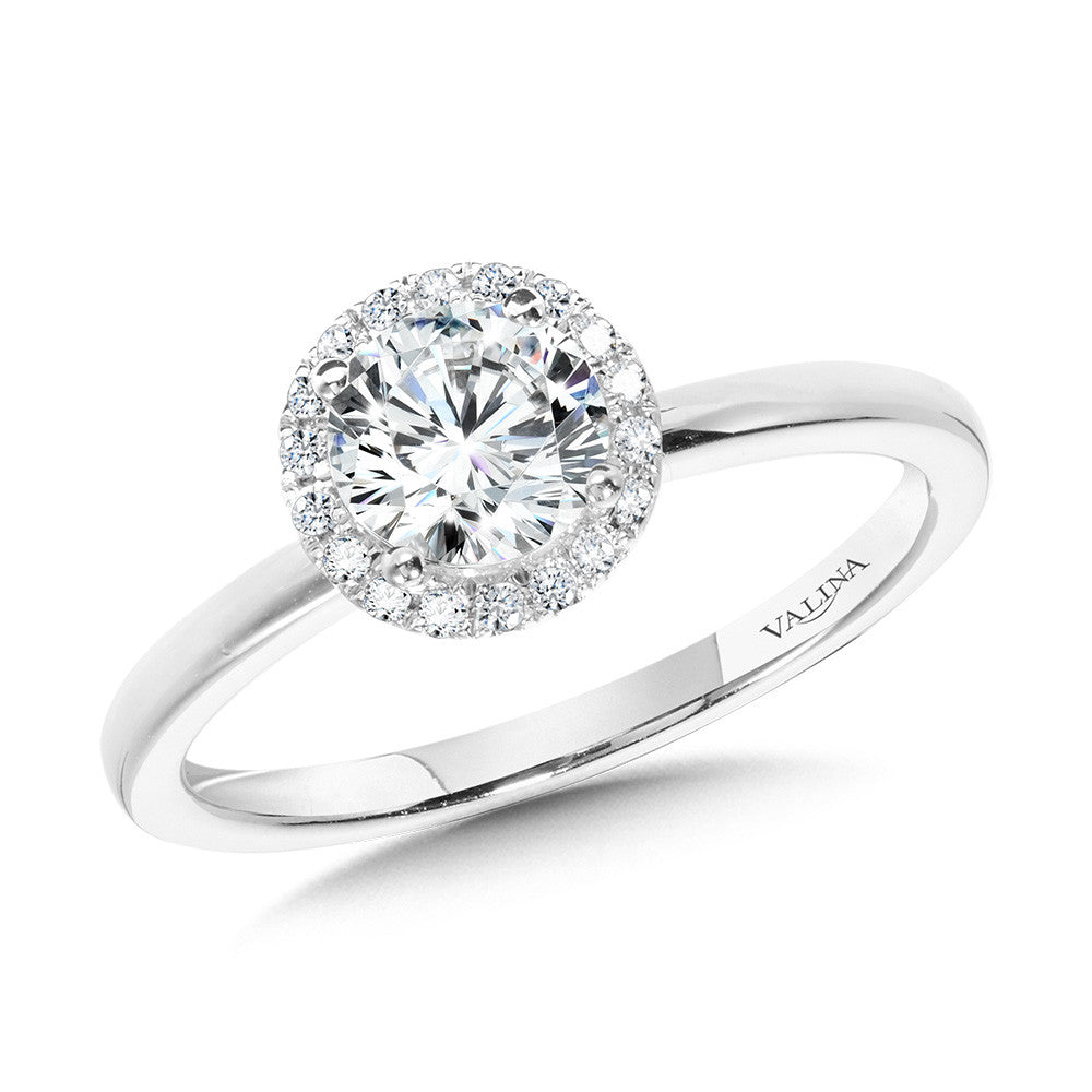 Valina Classic Straight Halo Engagement Ring R1139W-SR
