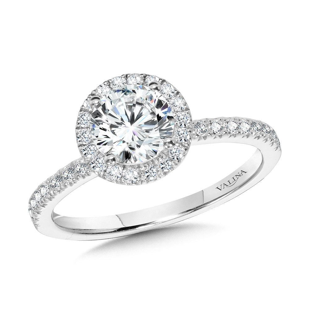 Valina Classic Straight Halo Engagement Ring R1148W-SR