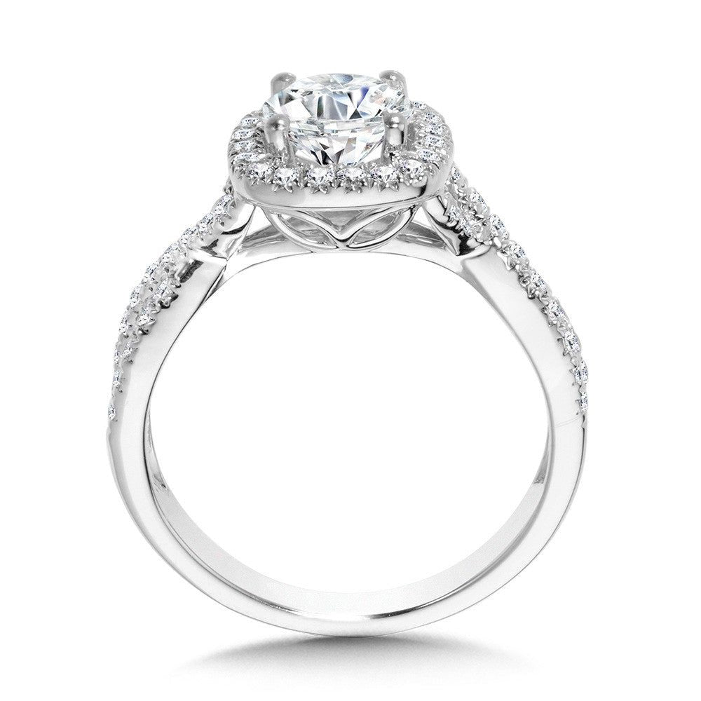 Valina Crisscross Cushion-Shaped Halo Engagement Ring R1131W-SR
