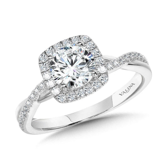 Valina Crisscross Cushion-Shaped Halo Engagement Ring R1135W-SR