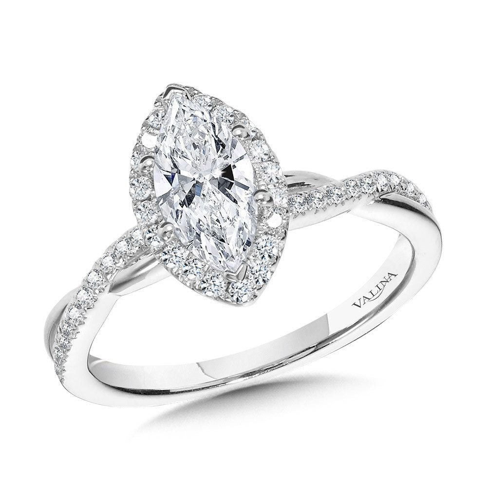 Valina Crisscross Marquise Halo Engagement Ring R1137W-SR