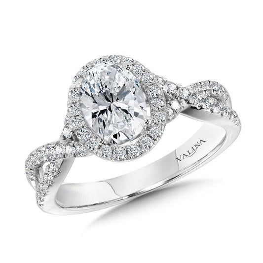 Valina Crisscross Oval Halo Engagement Ring R1132W-SR