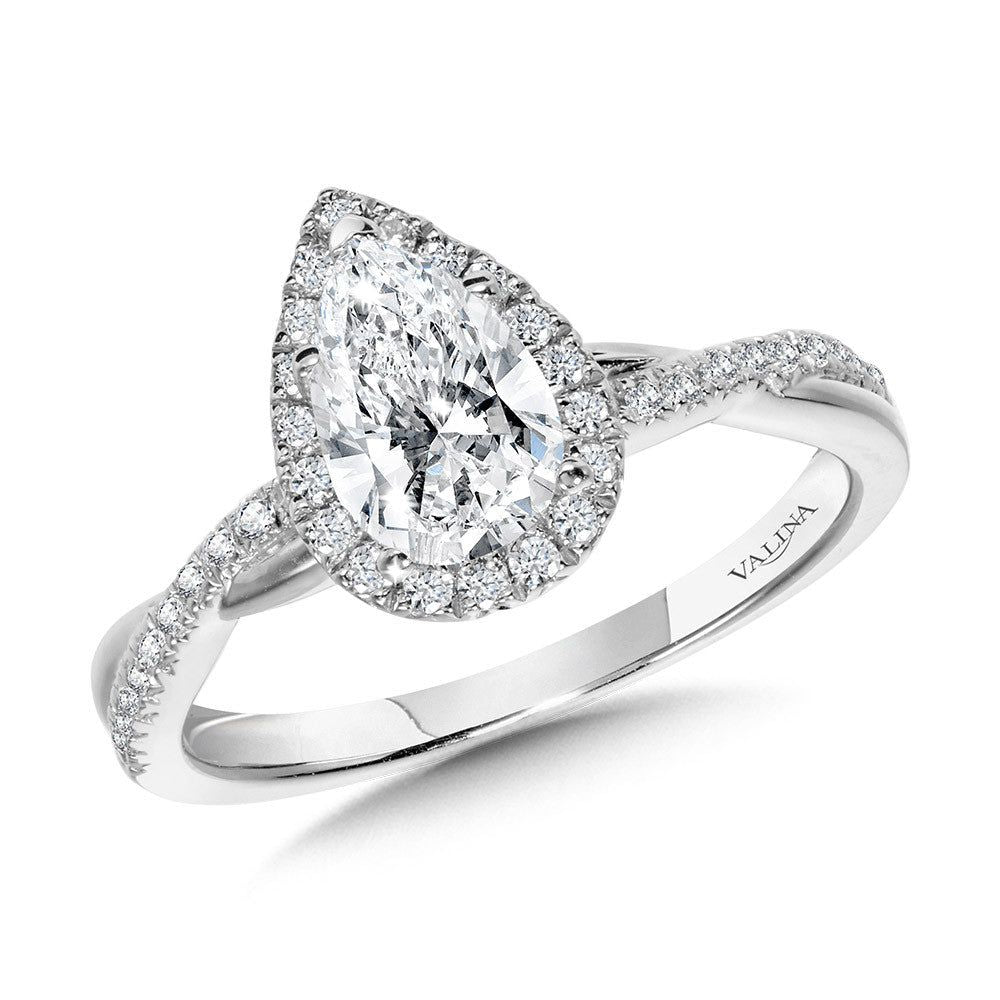 Valina Crisscross Pear-Shaped Halo Engagement Ring R1136W-SR