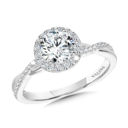 Valina Crisscross Round Halo Engagement Ring R1134W-SR