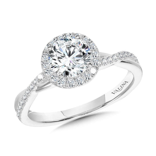 Valina Crisscross Round Halo Engagement Ring R1134W-SR