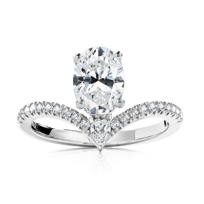 Valina Oval-Cut Chevron-Shaped Hidden Halo Diamond Engagement Ring R2278W-SR