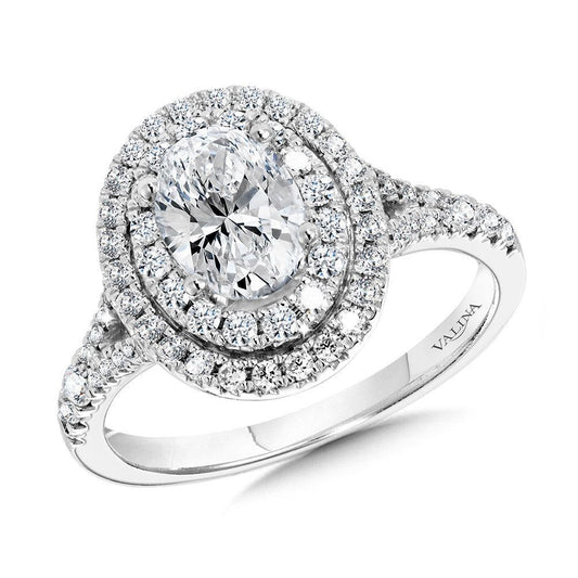 Valina Oval-Shaped Double-Halo Split Shank Engagement Ring R1117W-SR