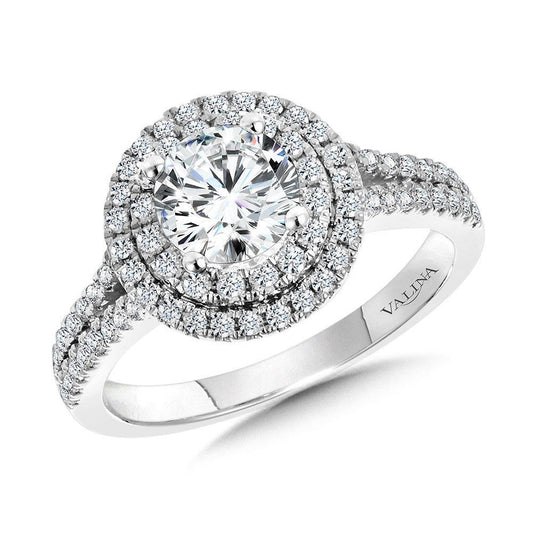 Valina Round Double-Halo Split Shank Engagement Ring R1125W-SR