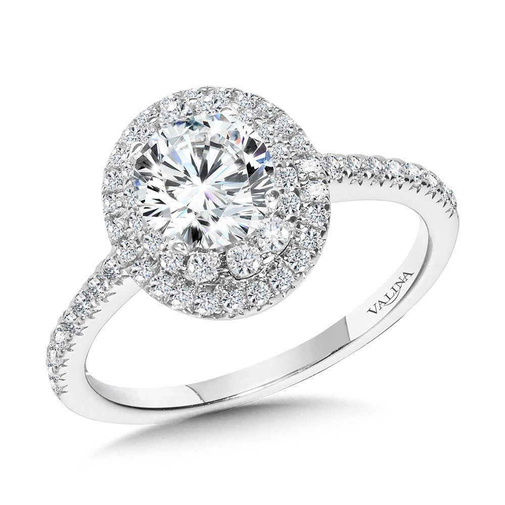 Valina Straight Double-Halo Engagement Ring R1145W-SR