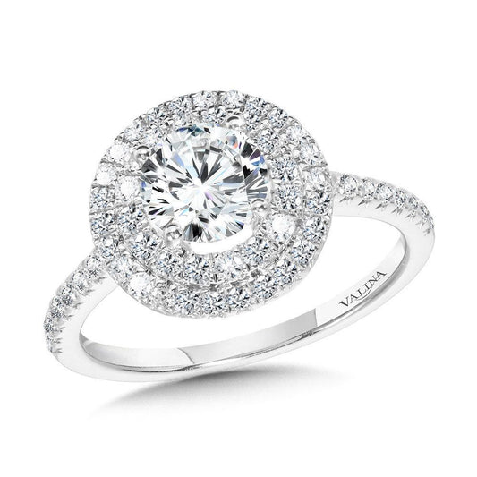 Valina Straight Double-Halo Engagement Ring R1146W-SR