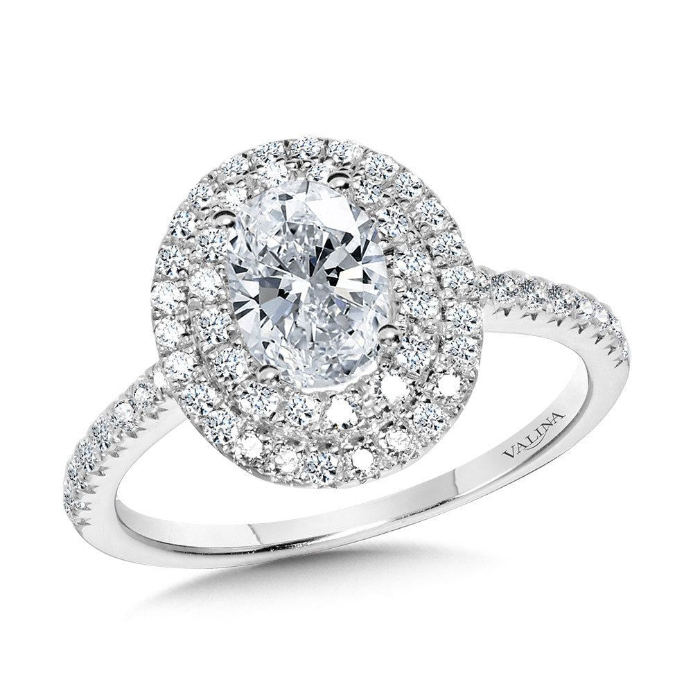 Valina Straight Oval Double-Halo Engagement Ring R1147W-SR