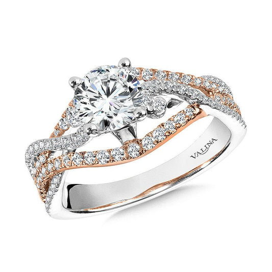 Valina Two-Tone Crisscross & Split Shank Diamond Engagement Ring R2256WP-SR