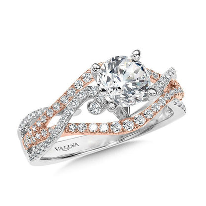Valina Two-Tone Crisscross & Split Shank Diamond Engagement Ring R2256WP-SR