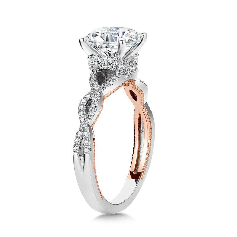 Valina Two-Tone & Milgrain-Beaded, Crisscross Hidden Diamond Engagement Ring R2285WP-SR