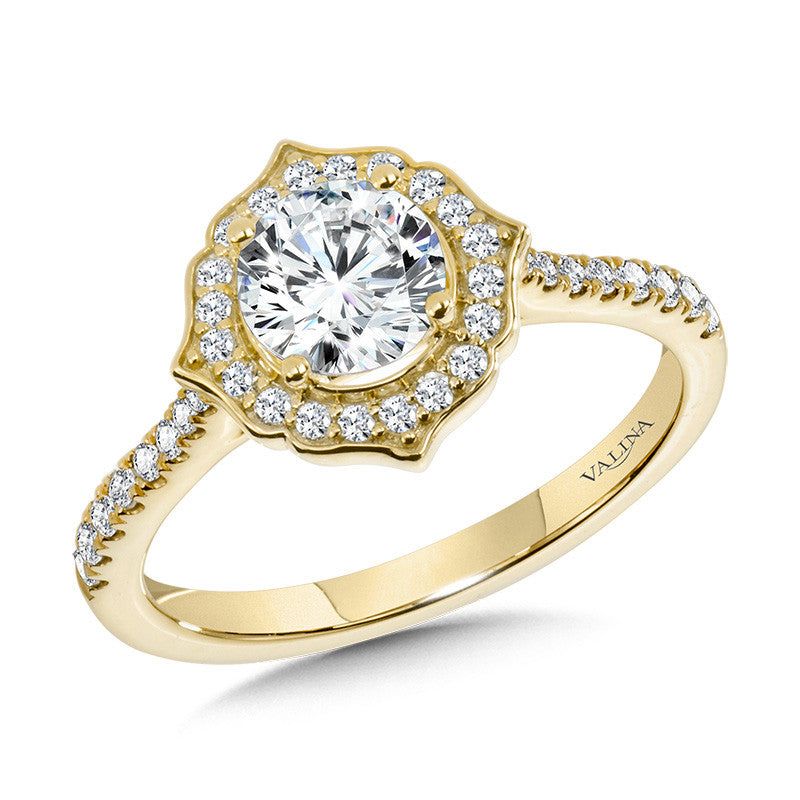 Valina Vintage-Inspired Diamond Halo Engagement Ring R2313Y-SR