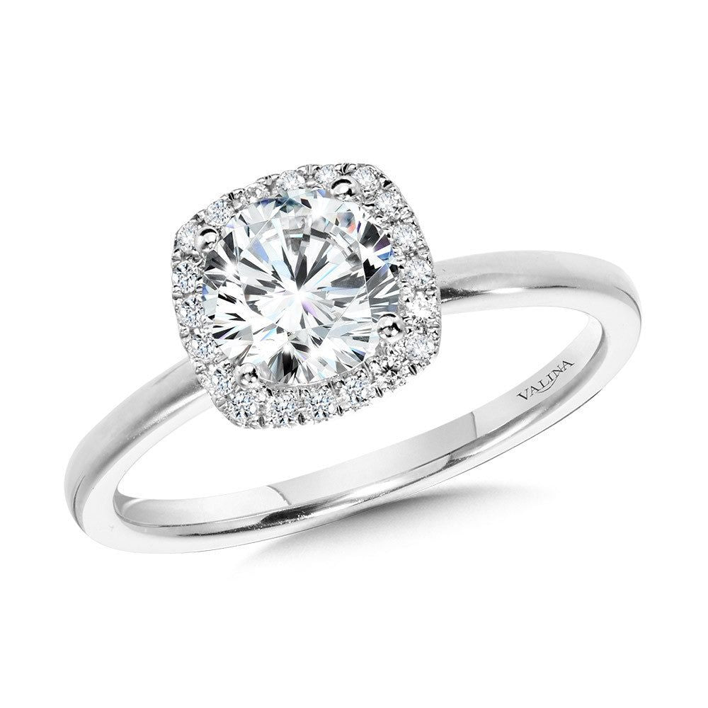 Valina Classic Straight Cushion-Shaped Halo Engagement Ring R1141W-SR