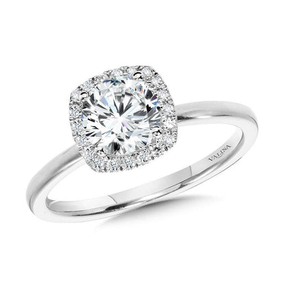 Valina Classic Straight Cushion-Shaped Halo Engagement Ring R1141W-SR