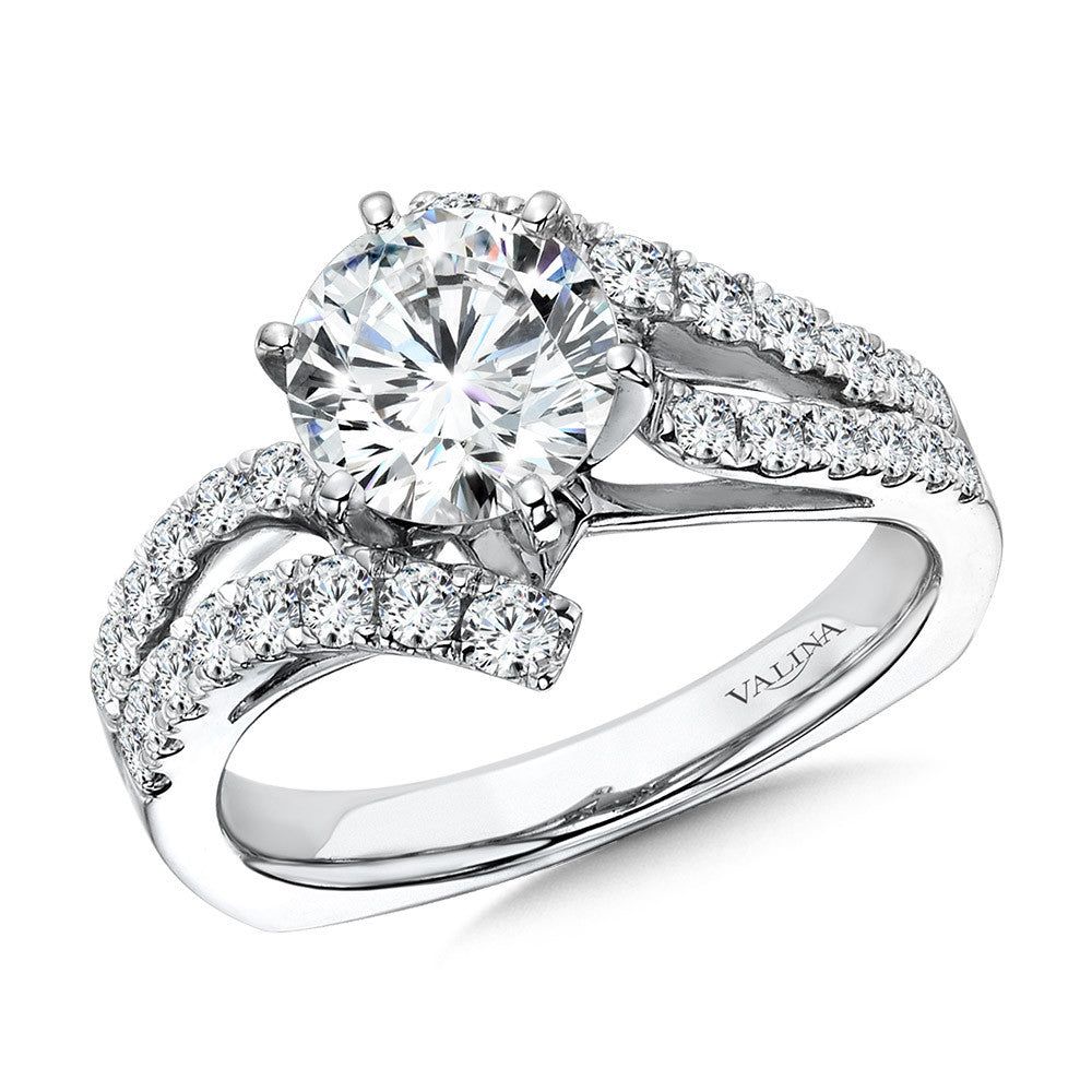 Valina Six-Prong Bypass Split Shank Diamond Engagement Ring R1078W