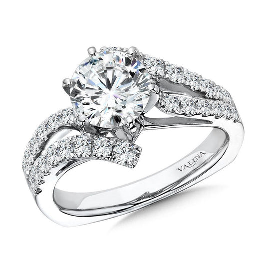 Valina Six-Prong Bypass Split Shank Diamond Engagement Ring R1078W
