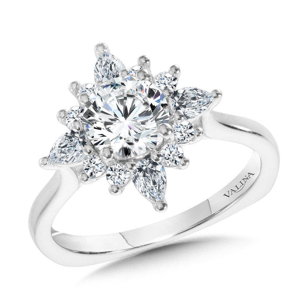 Valina Star Halo Diamond Engagement Ring R1113W