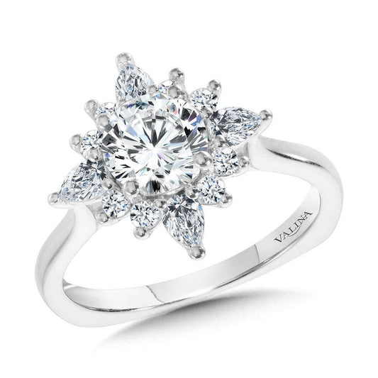 Valina Star Halo Diamond Engagement Ring R1113W
