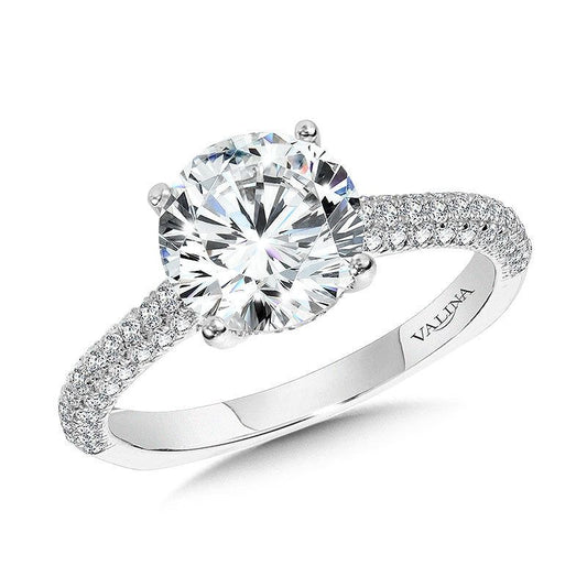Valina Straight Pave-Set Hidden Halo Diamond Engagement Ring R2214W