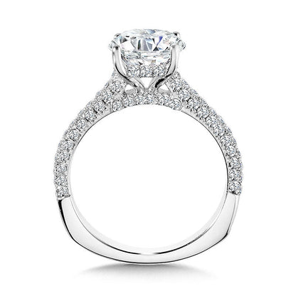 Valina Straight Pave-Set Hidden Halo Diamond Engagement Ring R2214W