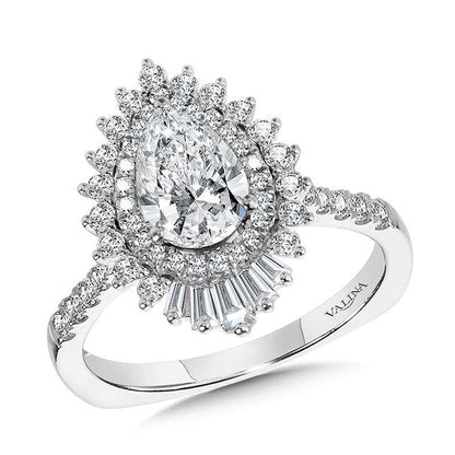 Valina Straight Pear-Cut Diamond & Statement Halo Engagement Ring R2201W