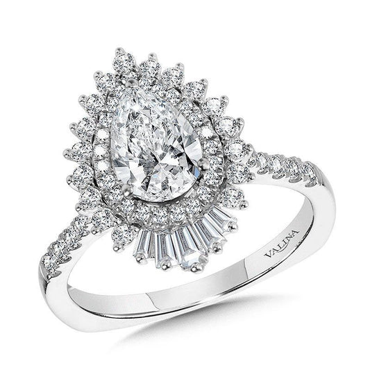 Valina Straight Pear-Cut Diamond & Statement Halo Engagement Ring R2201W