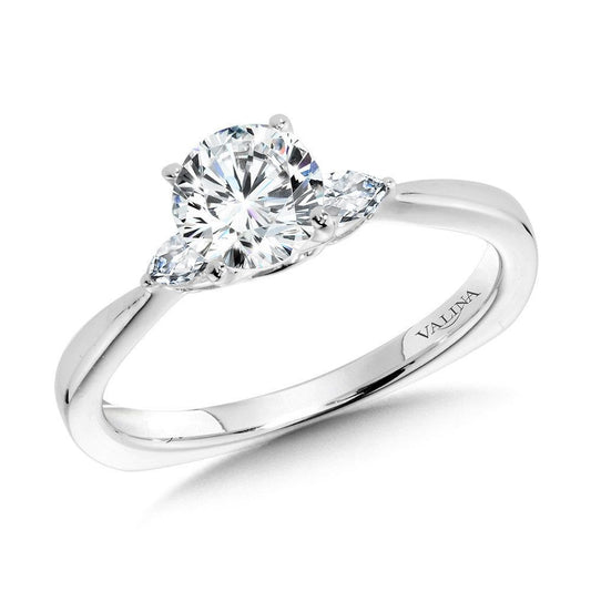 Valina Tapered 3 Stone Round and Pear Diamond Engagement Ring R1103W