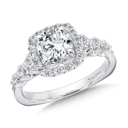 Valina Tapered Cushion-Shaped Halo Diamond Engagement Ring R1077W