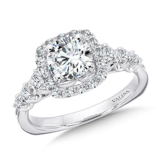 Valina Tapered Cushion-Shaped Halo Diamond Engagement Ring R1077W