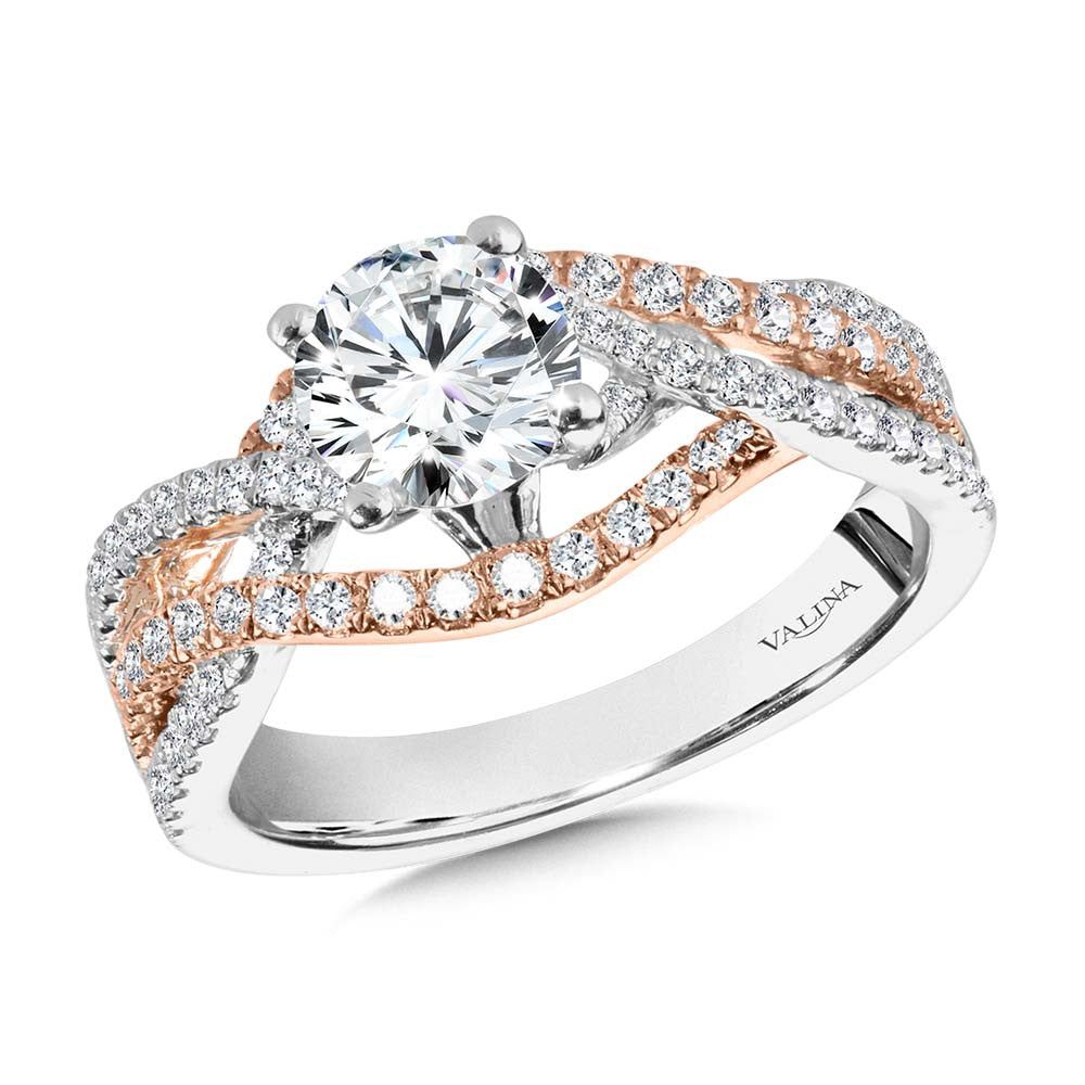 Valina Two-Tone Crisscross & Split Shank Diamond Engagement Ring R2295WP-SR