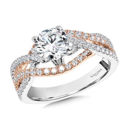 Valina Two-Tone Crisscross & Split Shank Diamond Engagement Ring R2295WP-SR